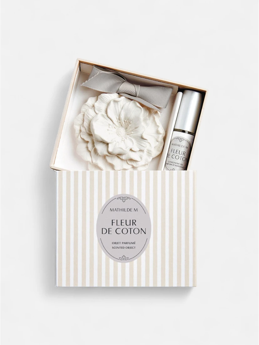 MATHILDE M set - decorative figure and perfume concentrate spray 4 ml - Fleur de Coton