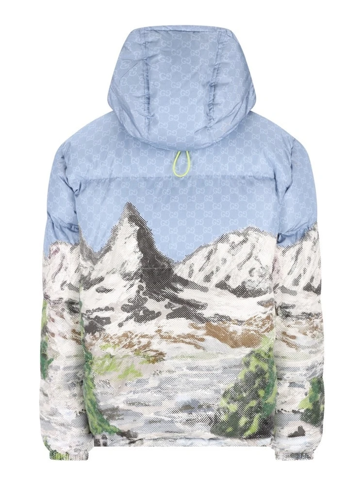 Printed short down jacket alternative