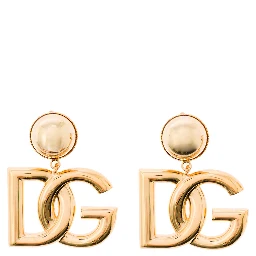 Gold-Tone Clip-On Earrings with DG Interlocking Logo in Brass Woman