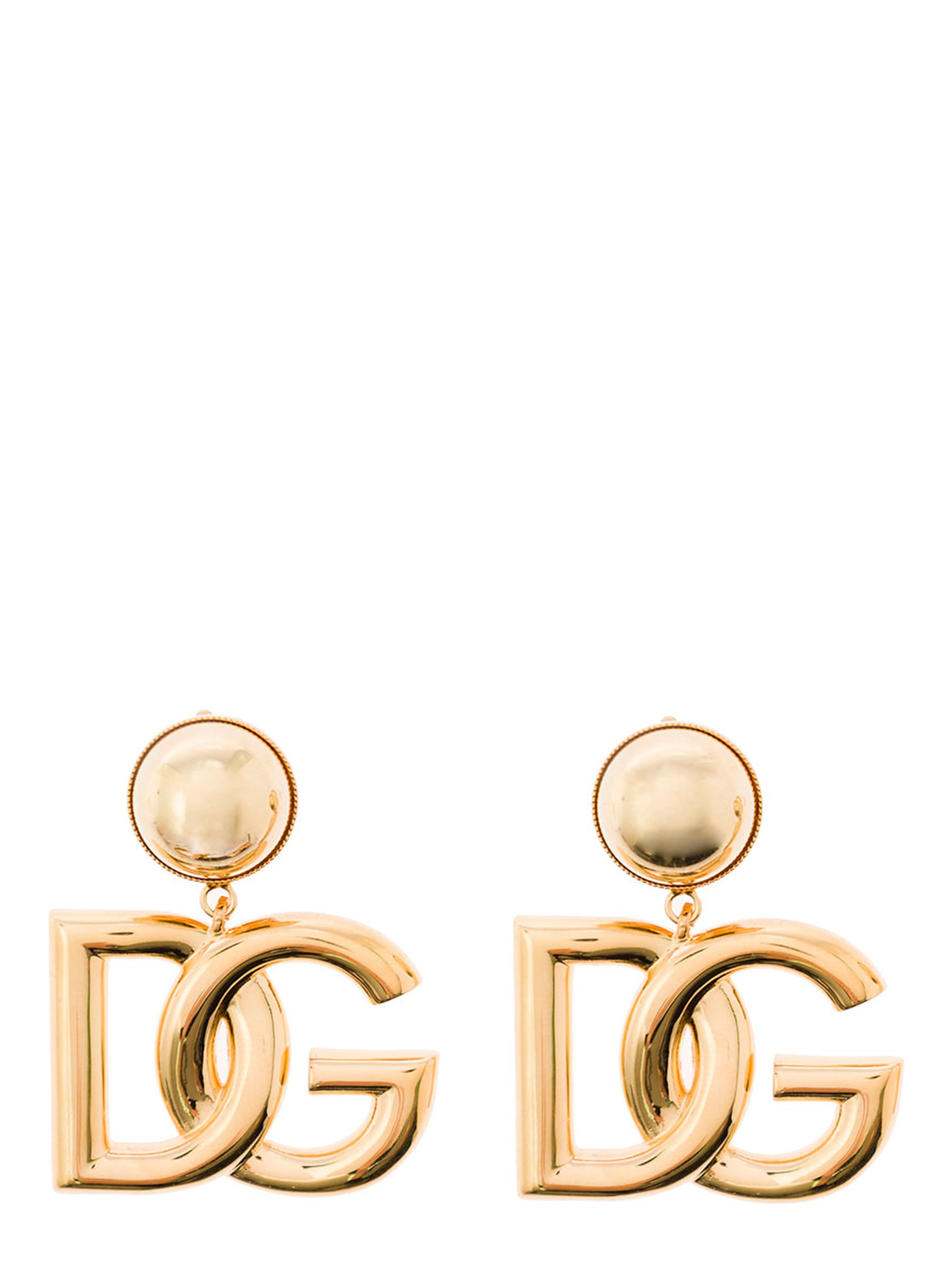 Gold-Tone Clip-On Earrings with DG Interlocking Logo in Brass Woman