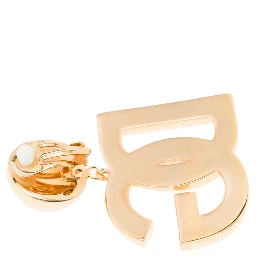 Gold-Tone Clip-On Earrings with DG Interlocking Logo in Brass Woman