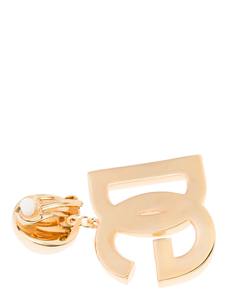 Gold-Tone Clip-On Earrings with DG Interlocking Logo in Brass Woman alternative