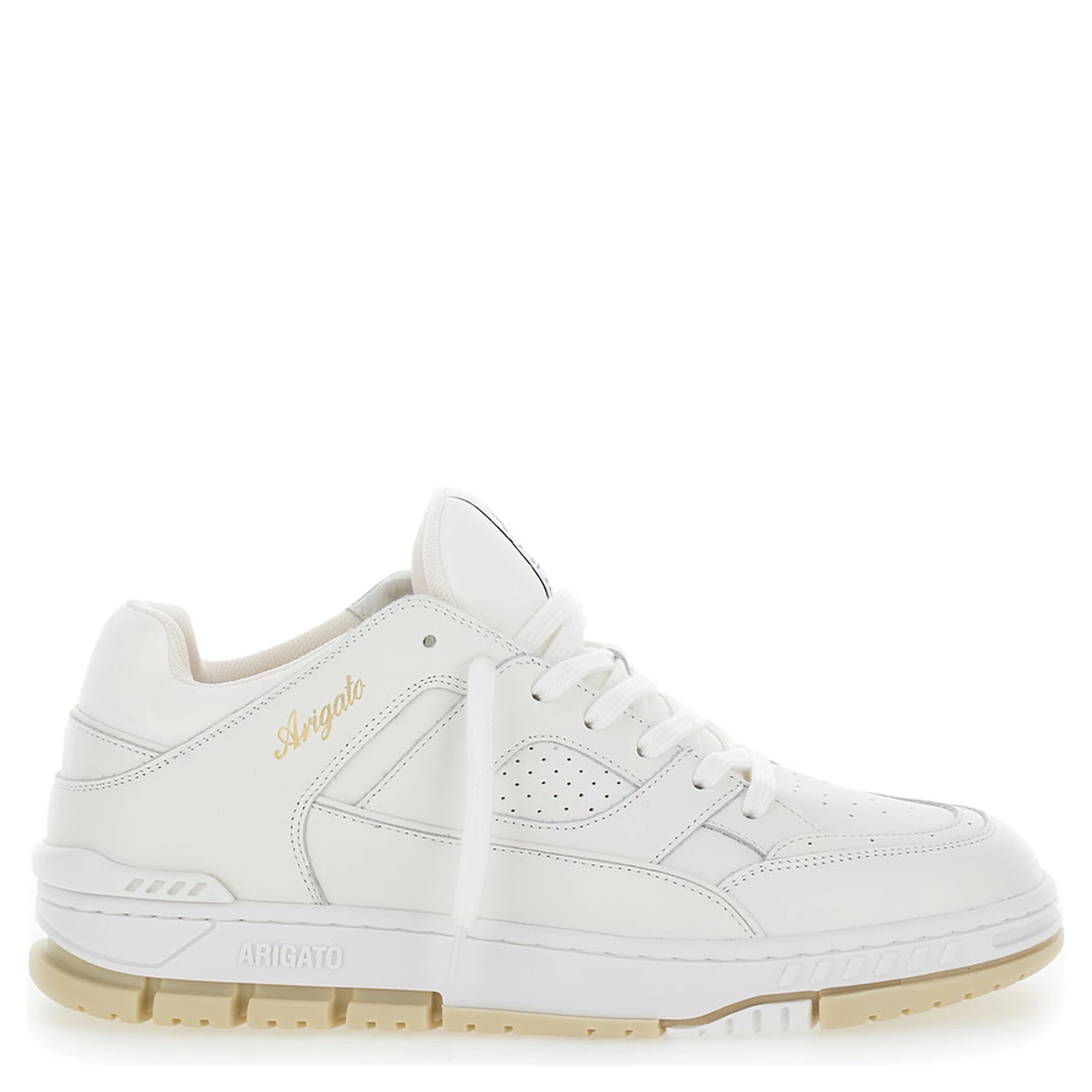 Area White Low Top Sneakers with Laminated Logo in Leather Man