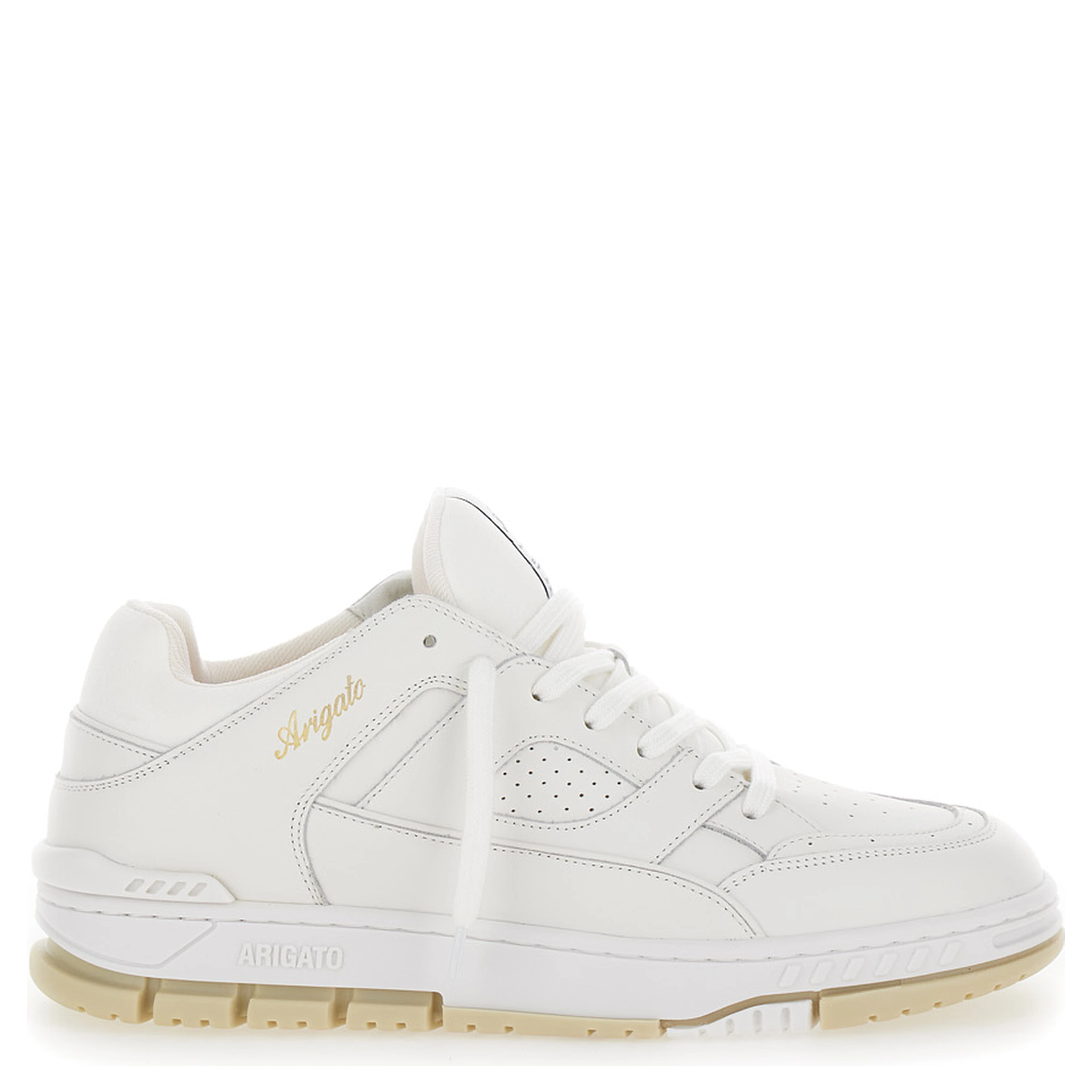 Area White Low Top Sneakers with Laminated Logo in Leather Man