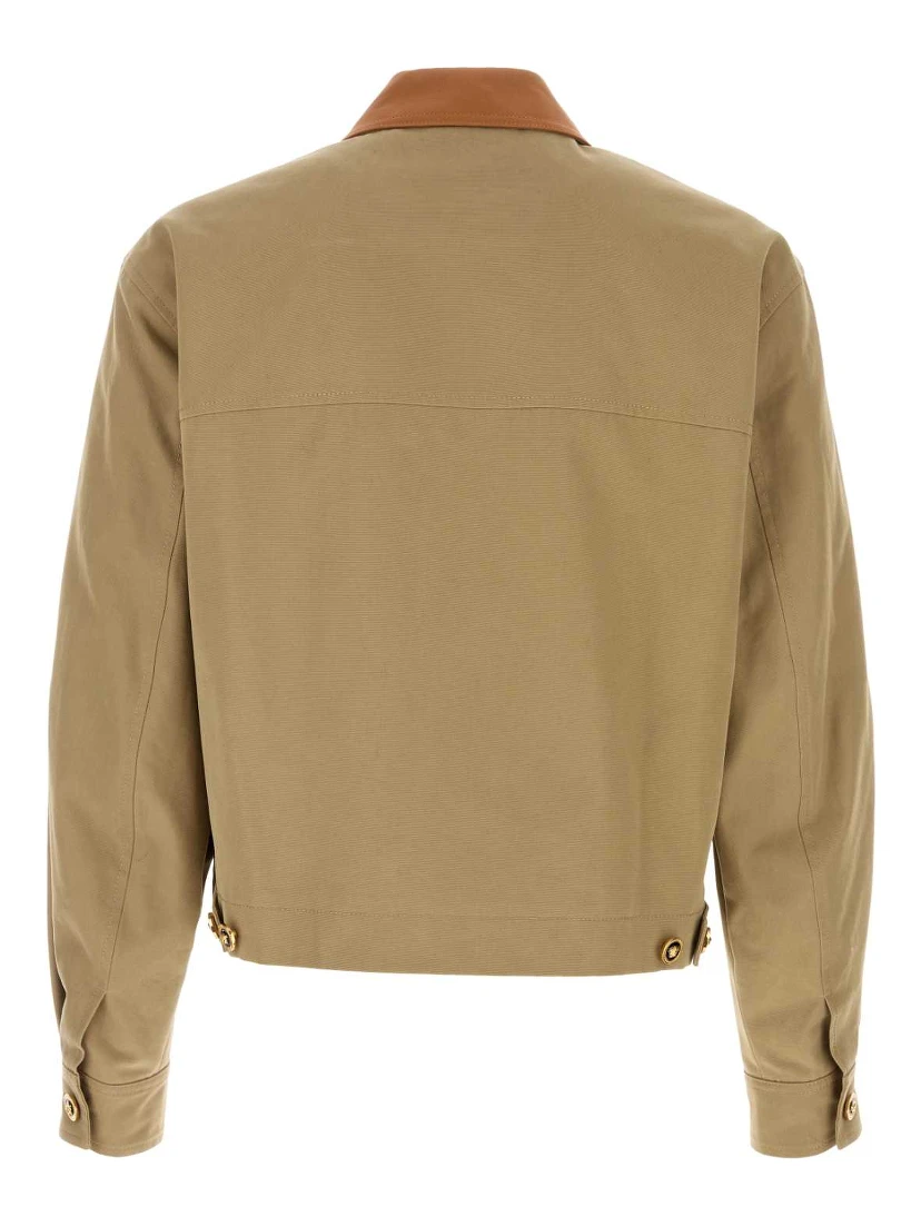 BLOUSON COTTON CANVAS FABRIC + LEATHER CONTRAST