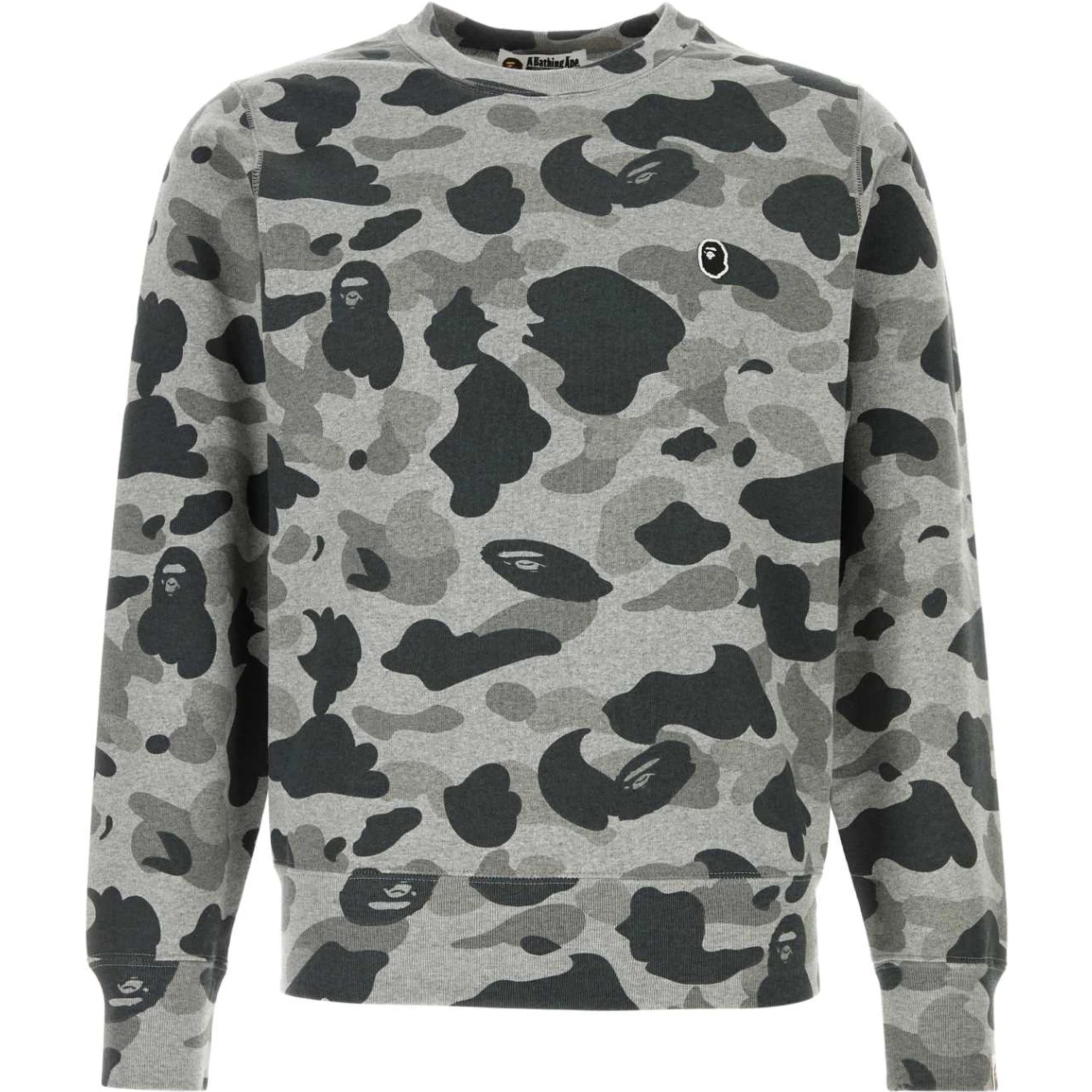 HEATHER GRAY CAMO APE HEAD ONE POINT CREWNECK SWEA