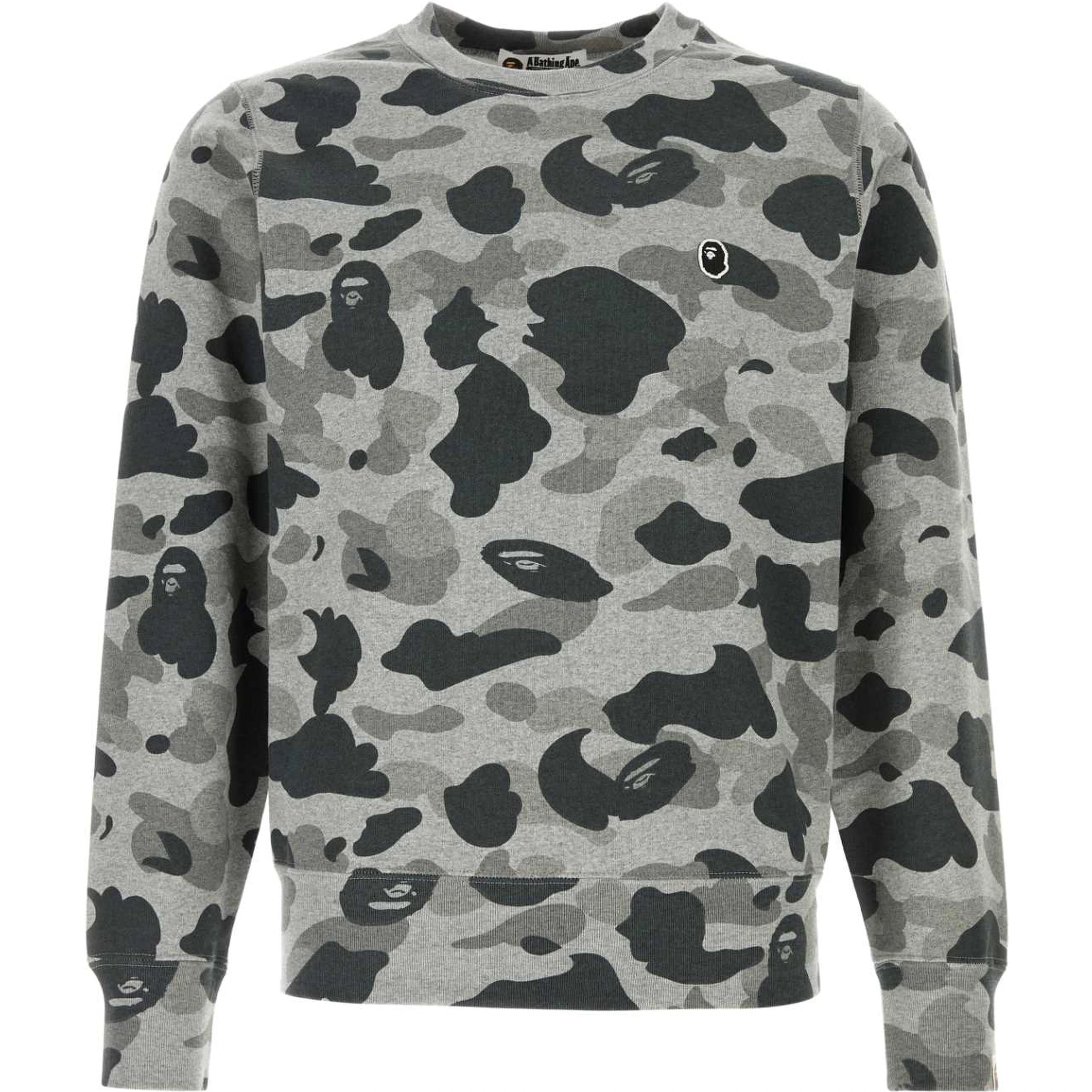 HEATHER GRAY CAMO APE HEAD ONE POINT CREWNECK SWEA
