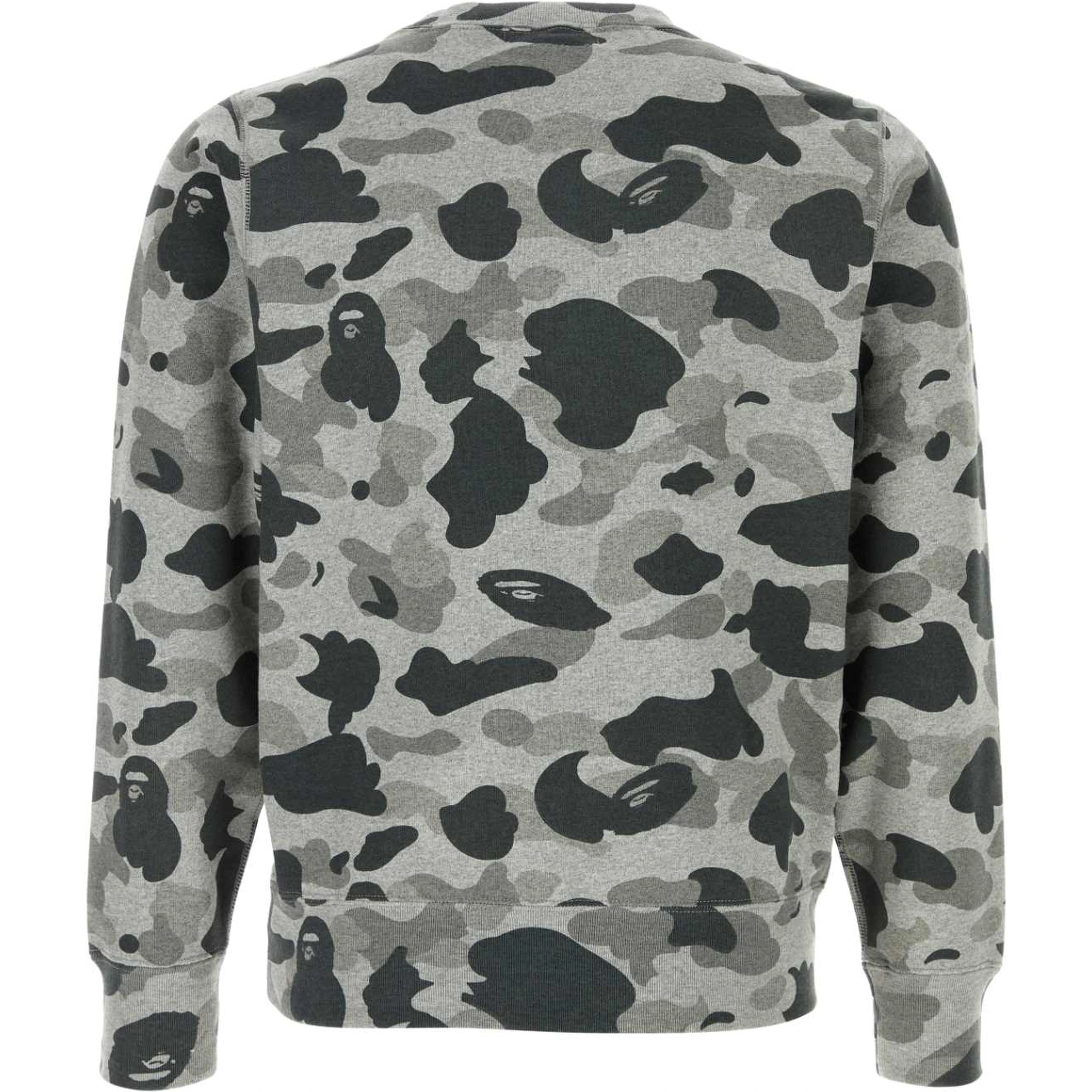 HEATHER GRAY CAMO APE HEAD ONE POINT CREWNECK SWEA