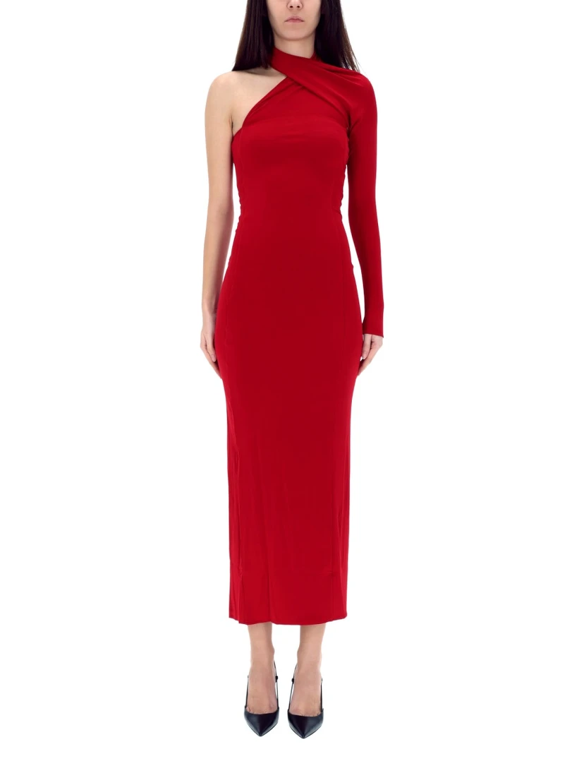 DRAPED ONE-SHOULDER DRESS