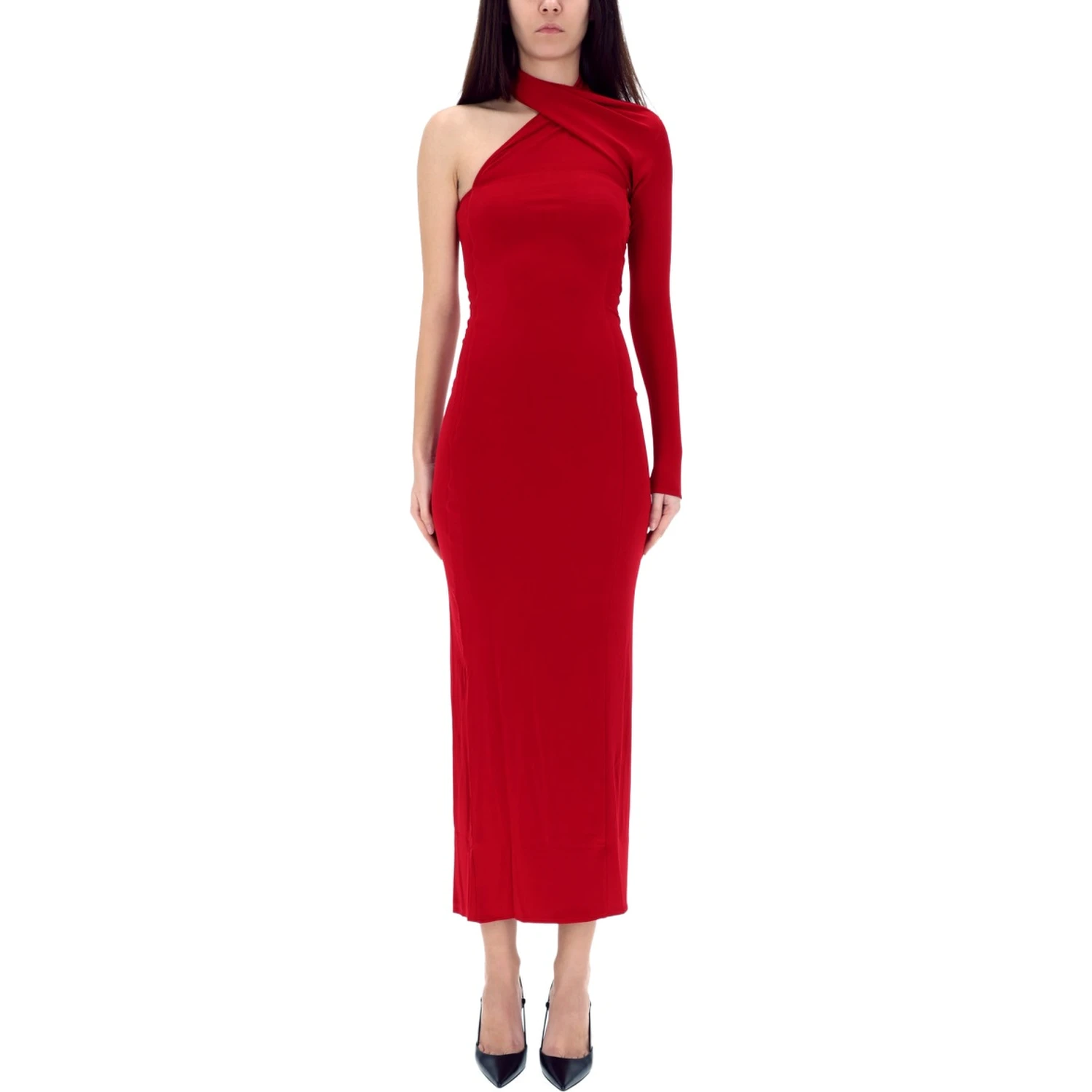 DRAPED ONE-SHOULDER DRESS