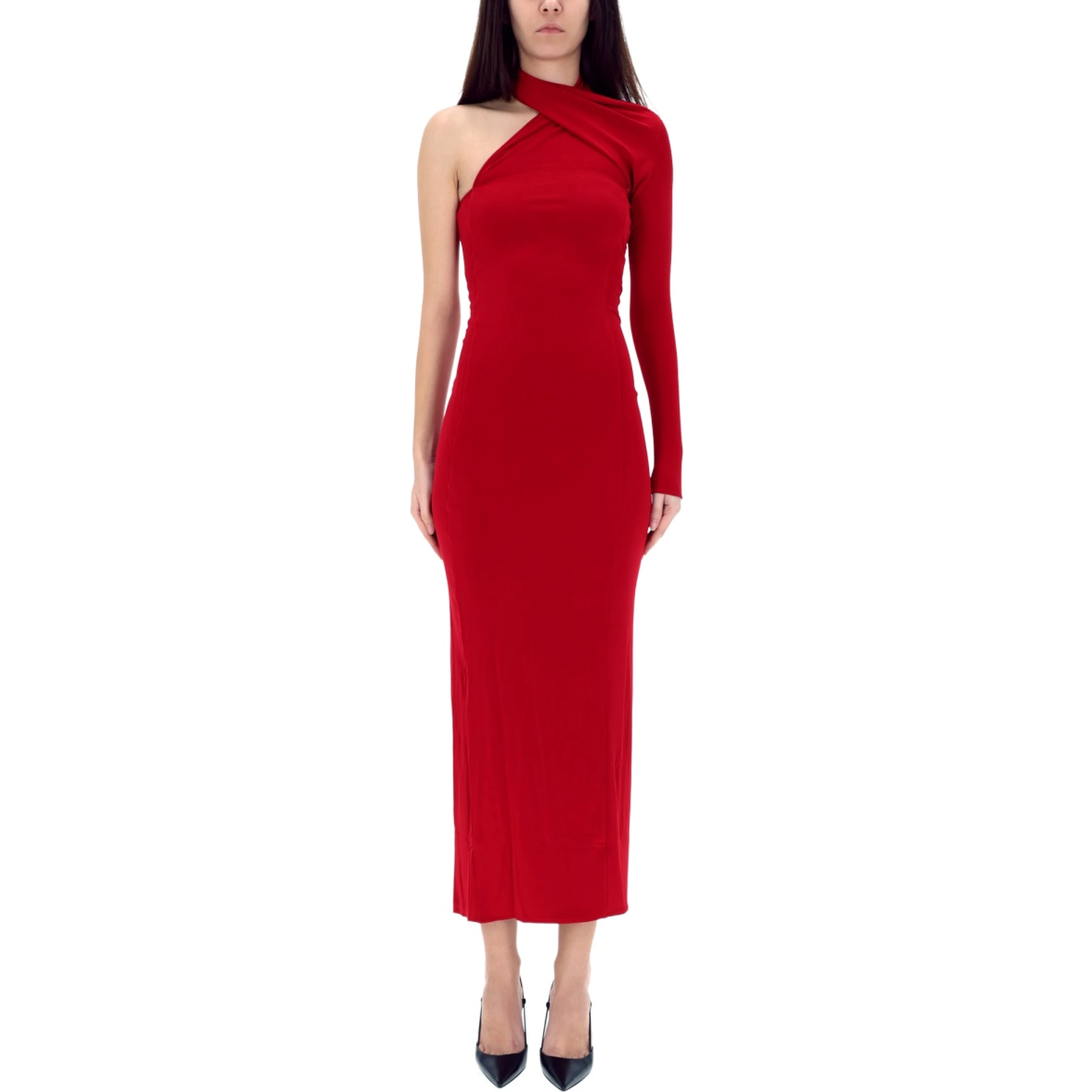 DRAPED ONE-SHOULDER DRESS