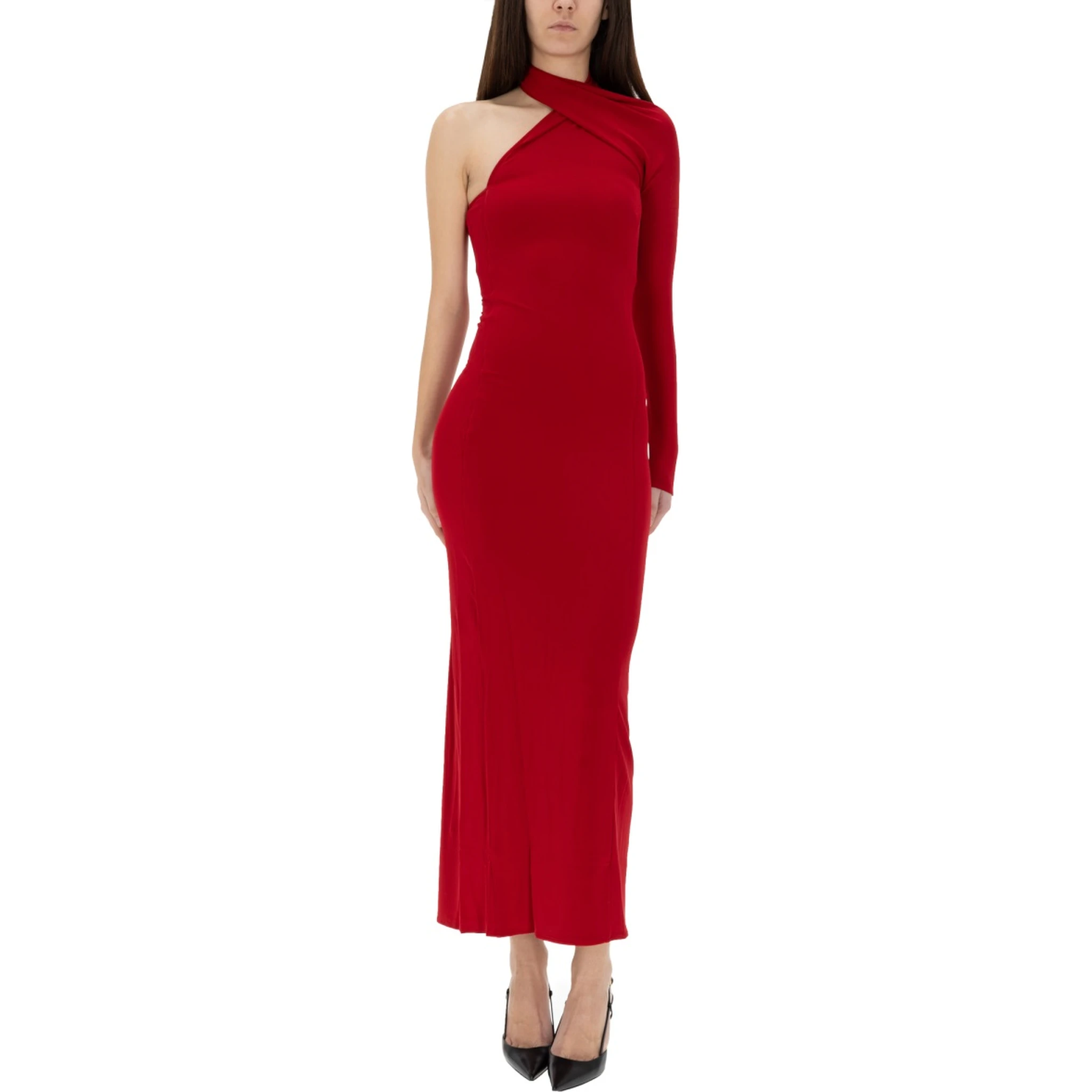 DRAPED ONE-SHOULDER DRESS