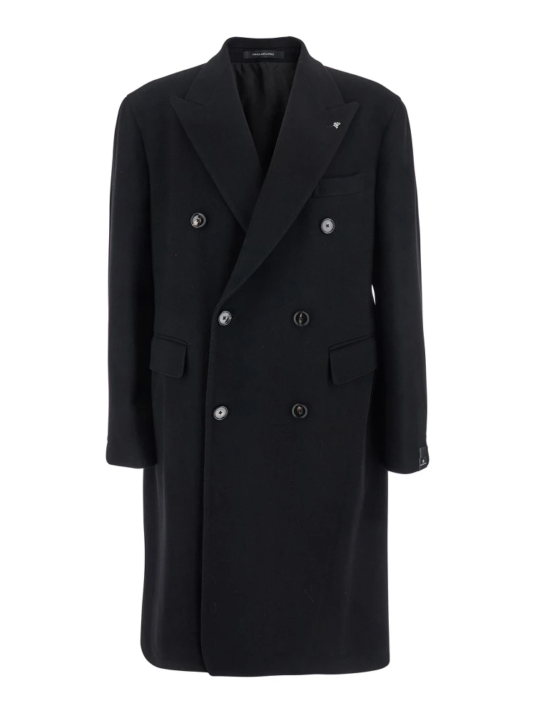 Londra Black Oversized Double-Breasted Coat in Wool Blend Man