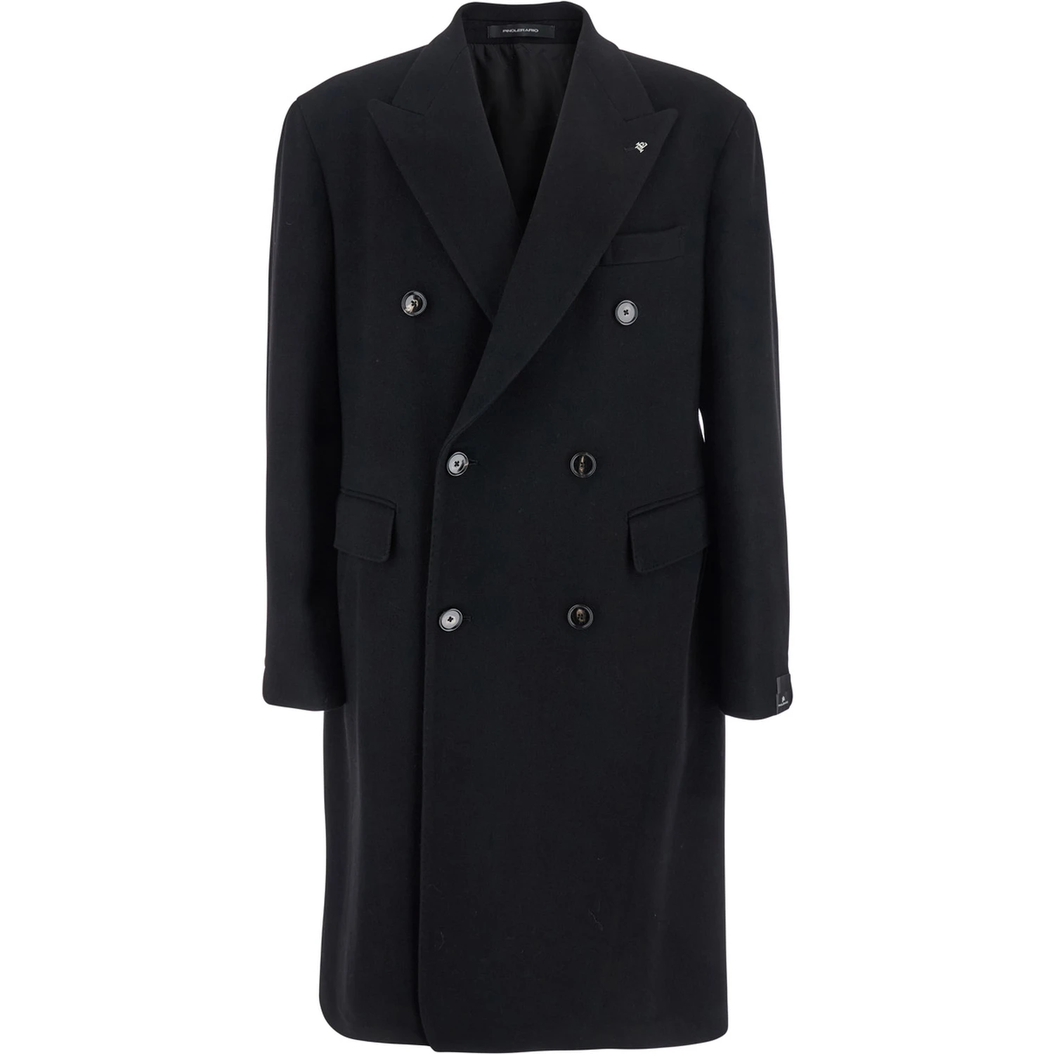 Londra Black Oversized Double-Breasted Coat in Wool Blend Man