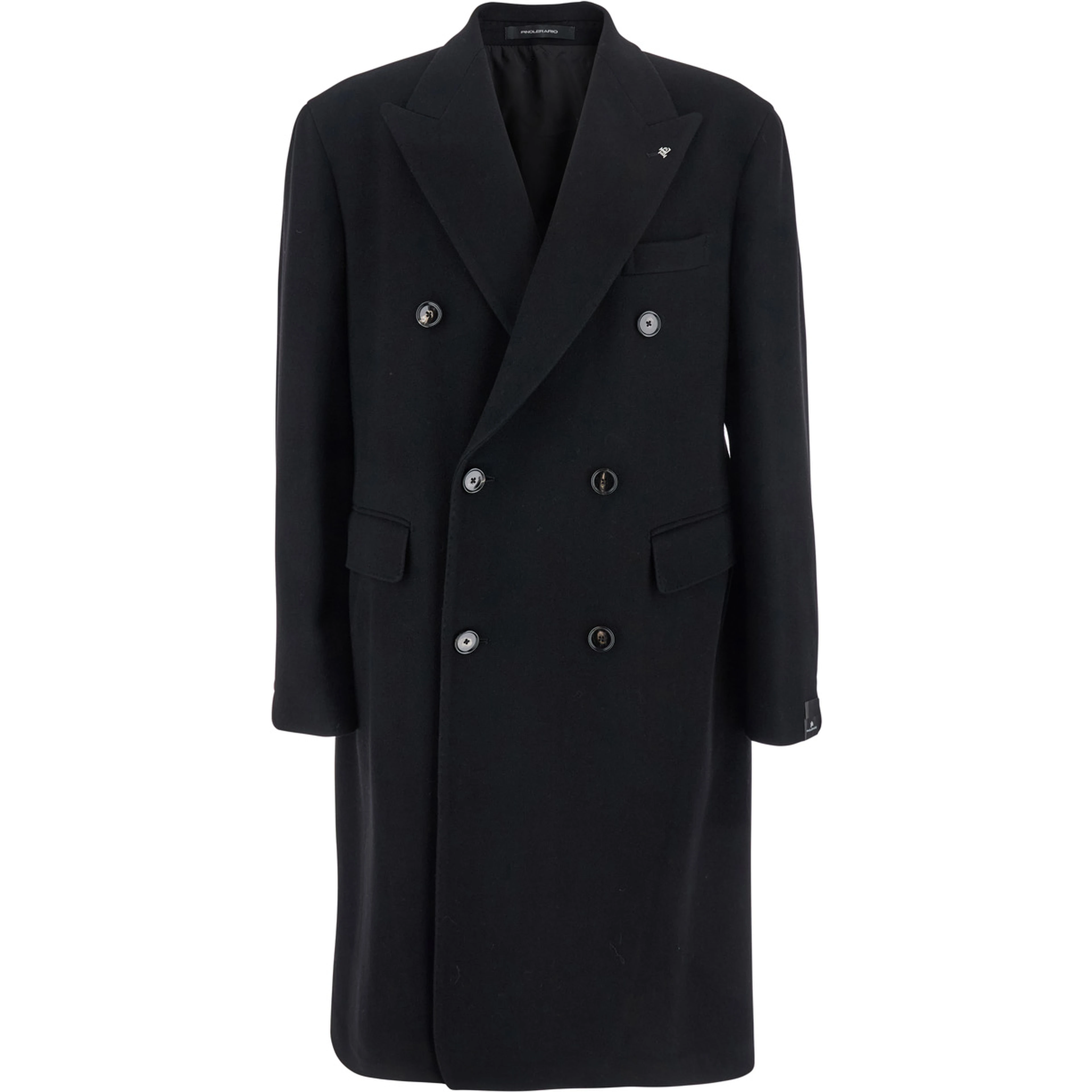 Londra Black Oversized Double-Breasted Coat in Wool Blend Man