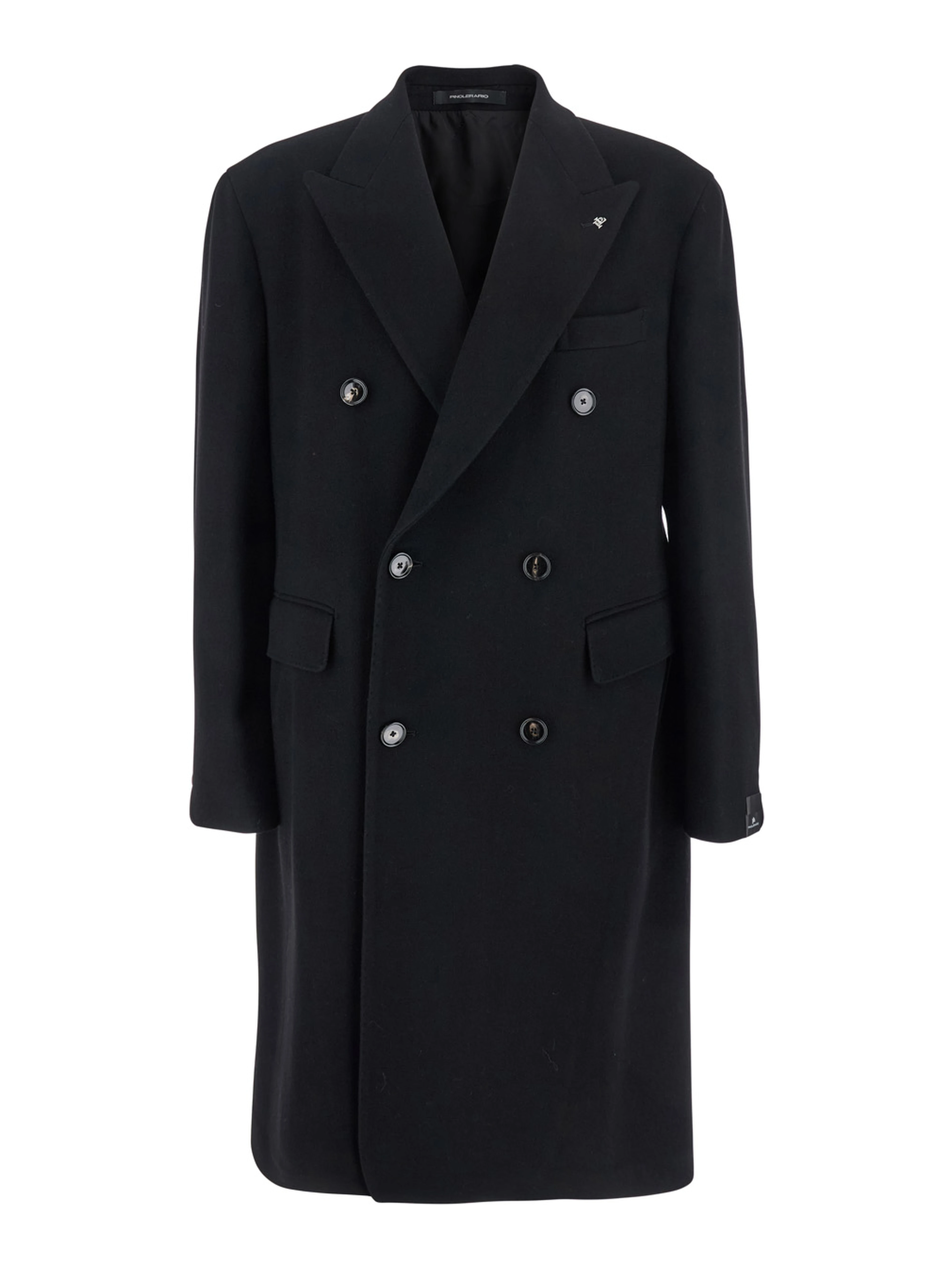 Londra Black Oversized Double-Breasted Coat in Wool Blend Man