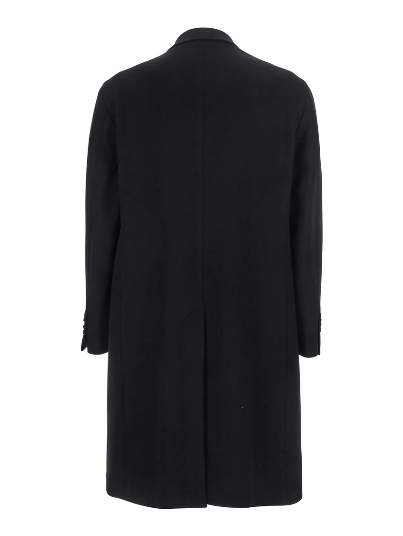 Londra Black Oversized Double-Breasted Coat in Wool Blend Man