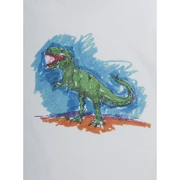 White Crewneck T-Shirt with Print on the Front and Logo Lettering on the Front in Cotton Boy