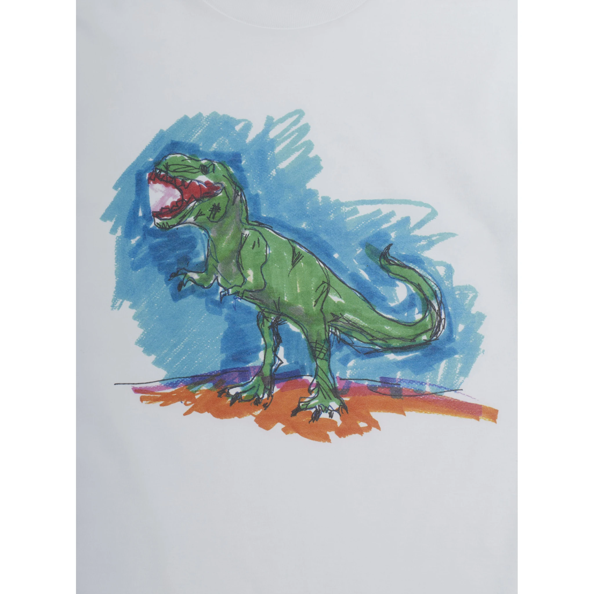 White Crewneck T-Shirt with Print on the Front and Logo Lettering on the Front in Cotton Boy