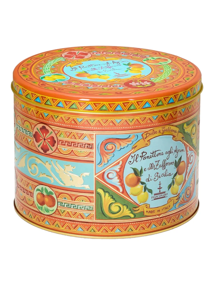500 g Sicilian Citrus and Saffron Panettone with Orange Tin Box alternative