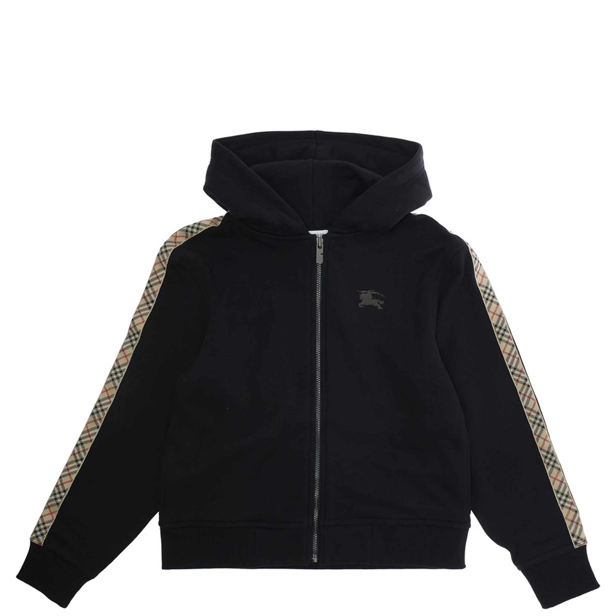 Black Hoodie with Equestrian Knight Motif on the Front in Cotton Boy