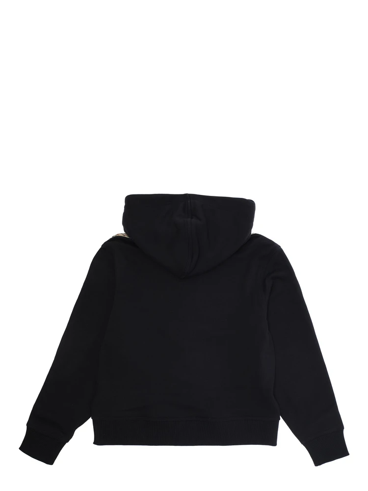 Black Hoodie with Equestrian Knight Motif on the Front in Cotton Boy alternative