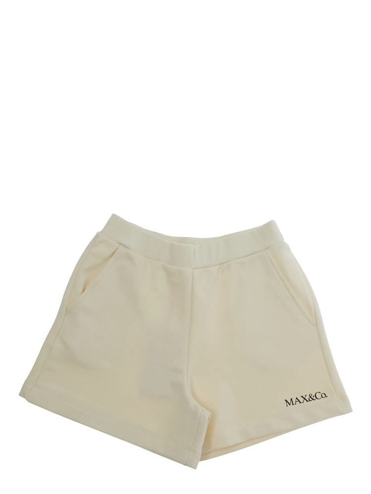 Grey Shorts with Elastic Waist and Logo Lettering on the Front in Cotton Girl