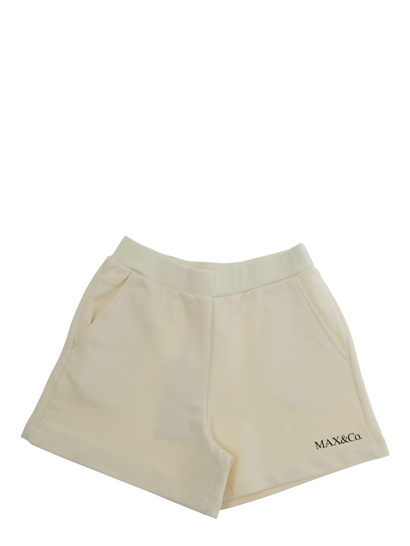 Grey Shorts with Elastic Waist and Logo Lettering on the Front in Cotton Girl