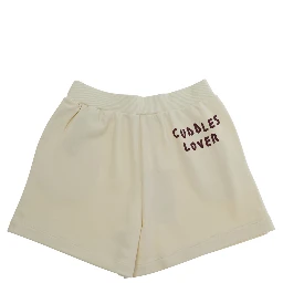 Grey Shorts with Elastic Waist and Logo Lettering on the Front in Cotton Girl