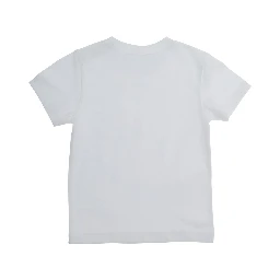 White Crewneck T-Shirt with Logo Lettering on the Front in Cotton Baby