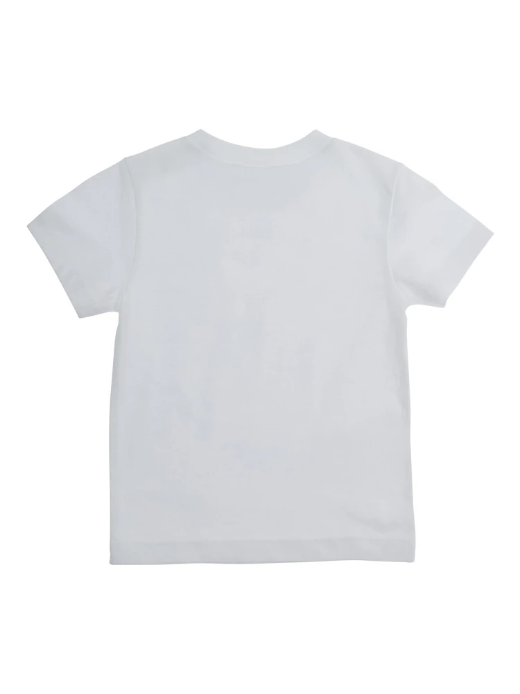 White Crewneck T-Shirt with Logo Lettering on the Front in Cotton Baby alternative