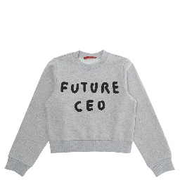 Grey Crewneck Sweatshirt with Print on the Front in Cotton Girl