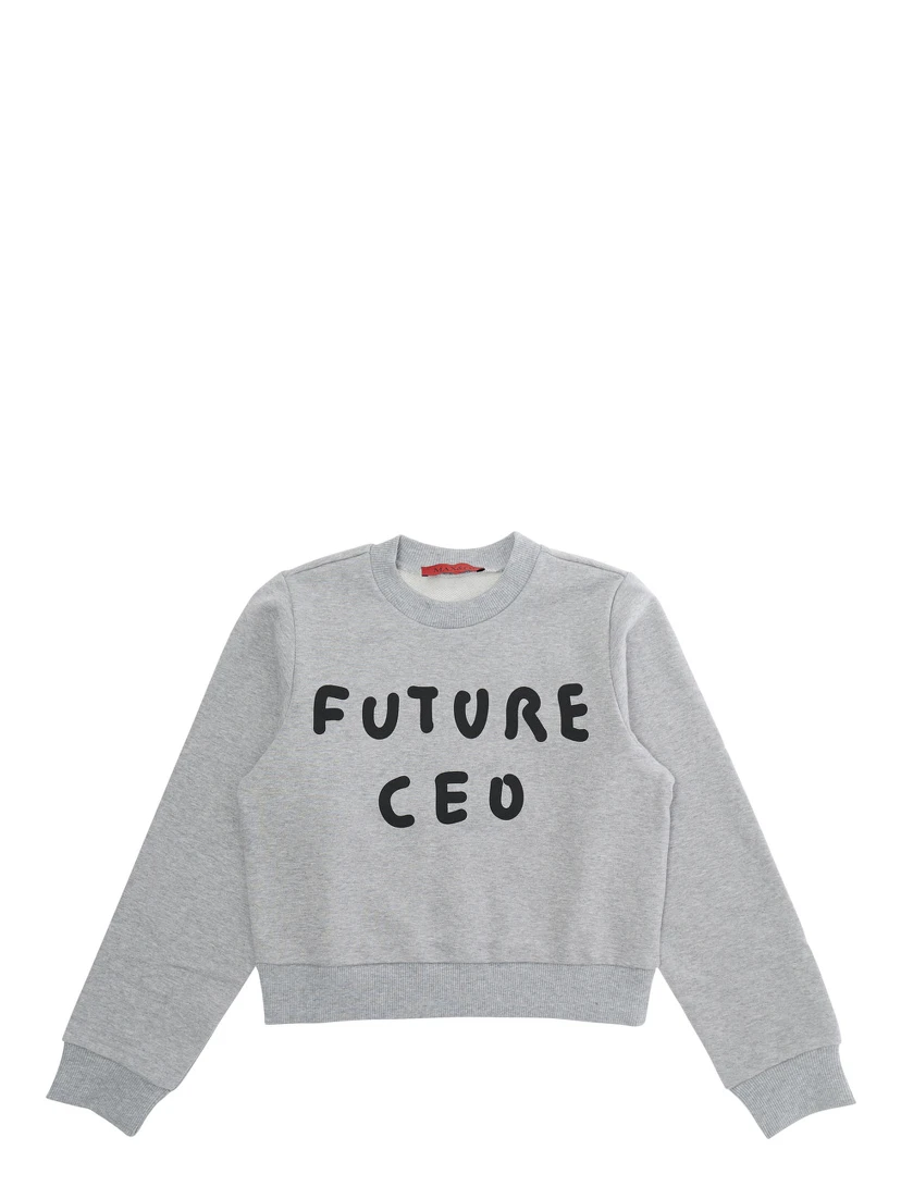 Grey Crewneck Sweatshirt with Print on the Front in Cotton Girl