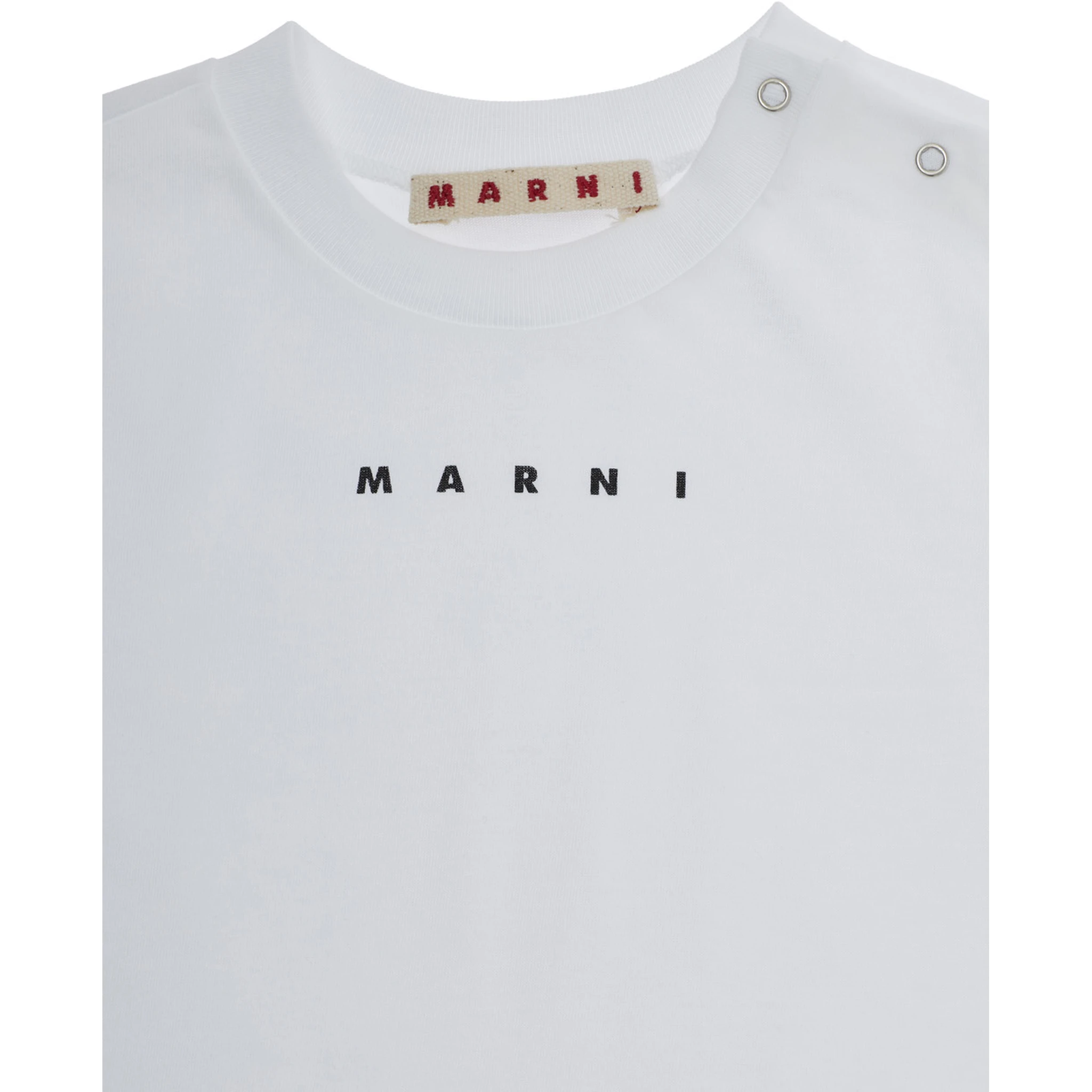 White Crewneck T-Shirt with Logo Lettering on the Front in Cotton Baby