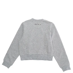 Grey Crewneck Sweatshirt with Print on the Front in Cotton Girl