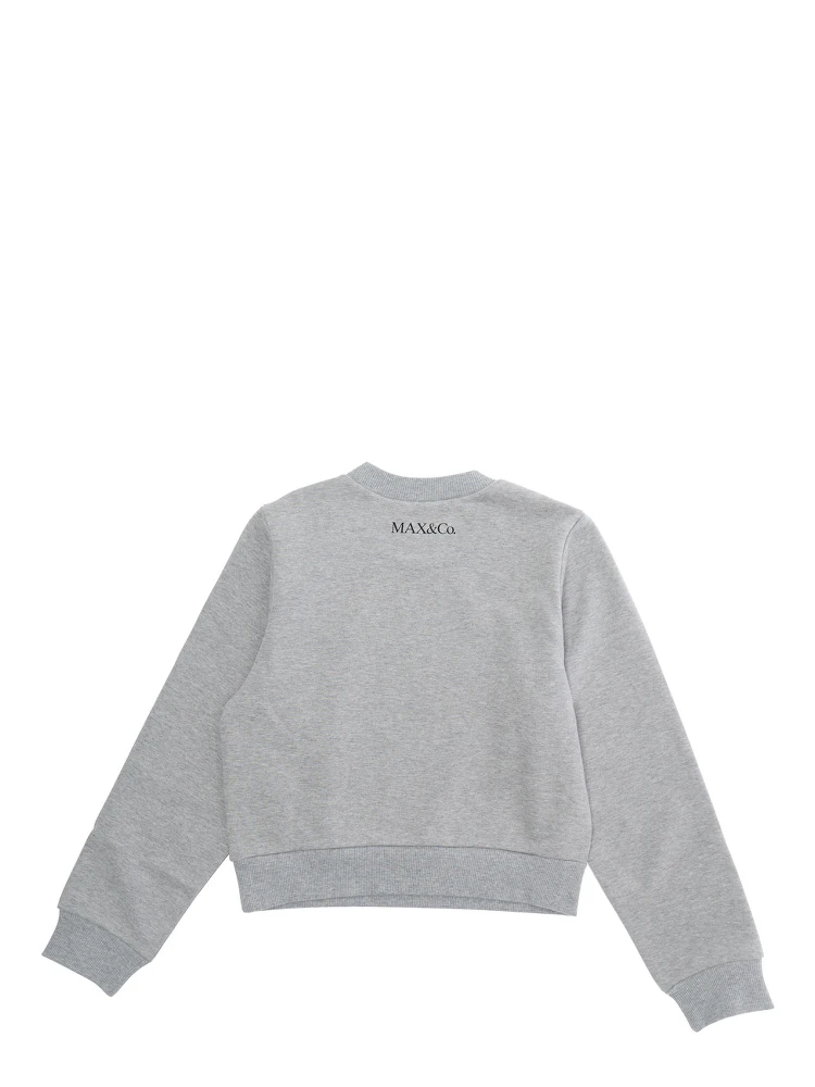 Grey Crewneck Sweatshirt with Print on the Front in Cotton Girl alternative