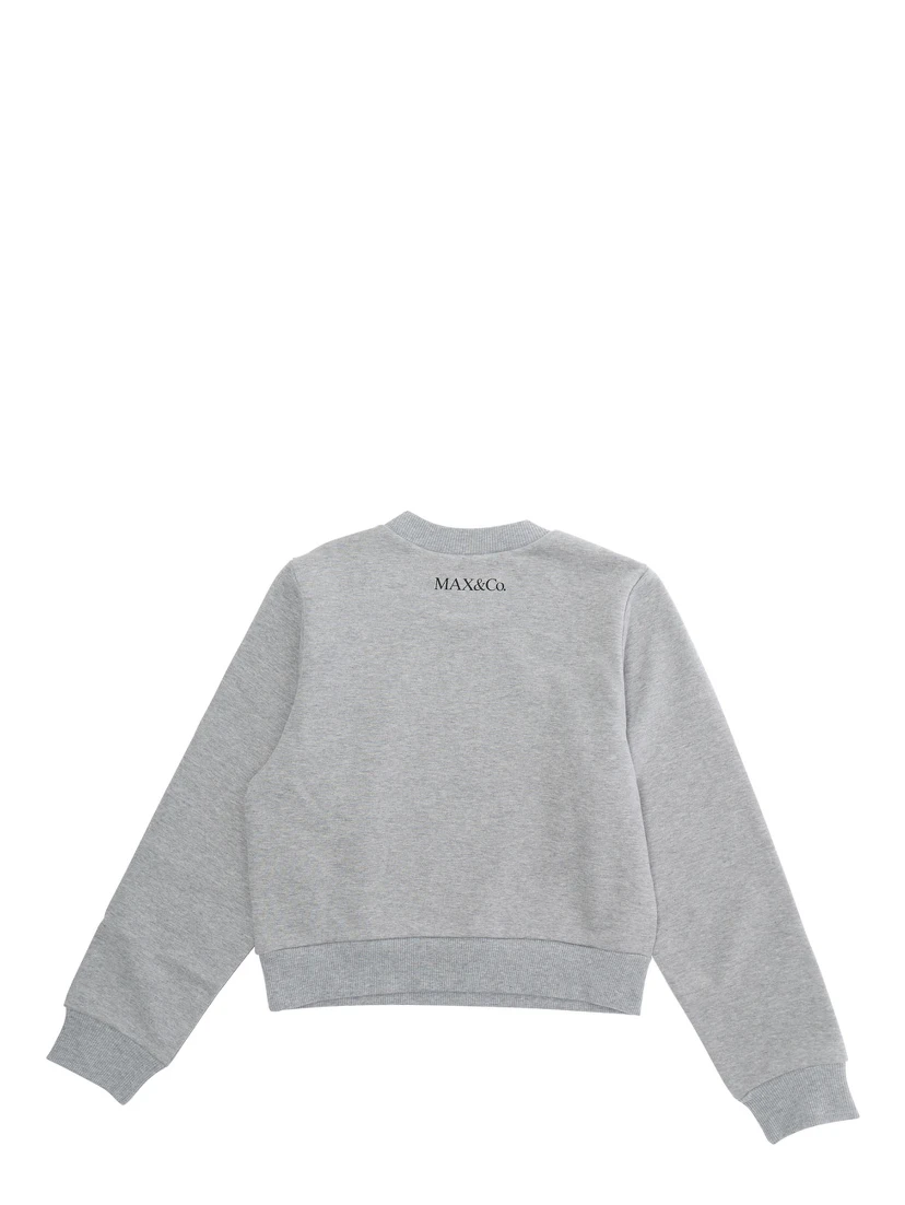 Grey Crewneck Sweatshirt with Print on the Front in Cotton Girl