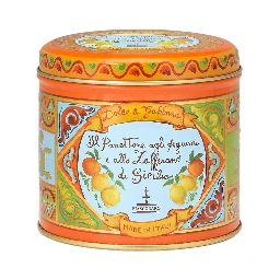 100 g Sicilian Citrus and Saffron Panettone with Orange Tin Box