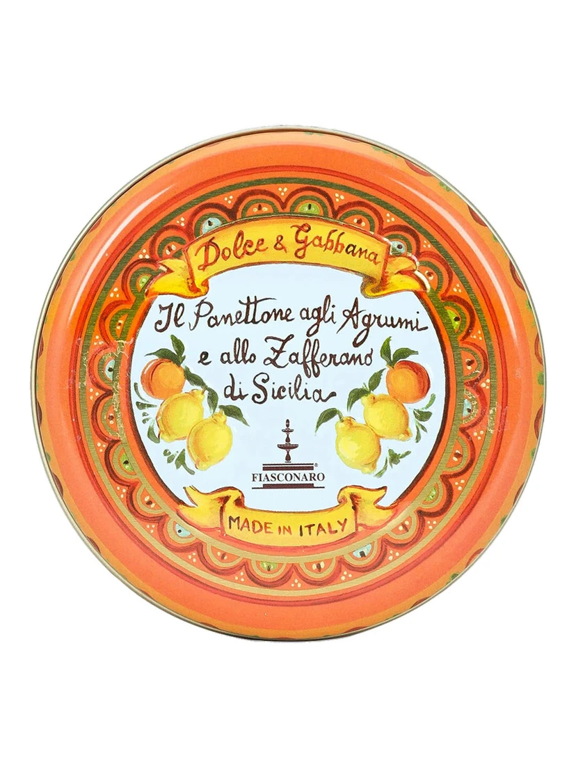 100 g Sicilian Citrus and Saffron Panettone with Orange Tin Box
