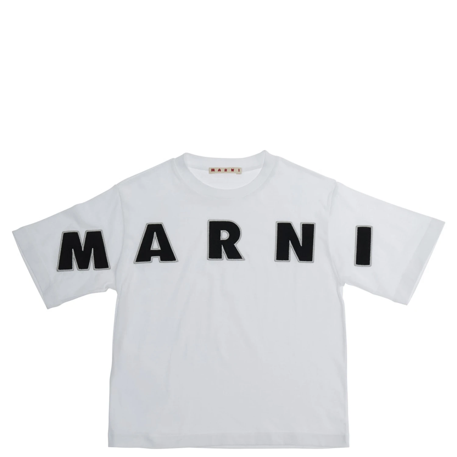 White Crewneck T-Shirt with Logo Lettering on the Front in Cotton Girl