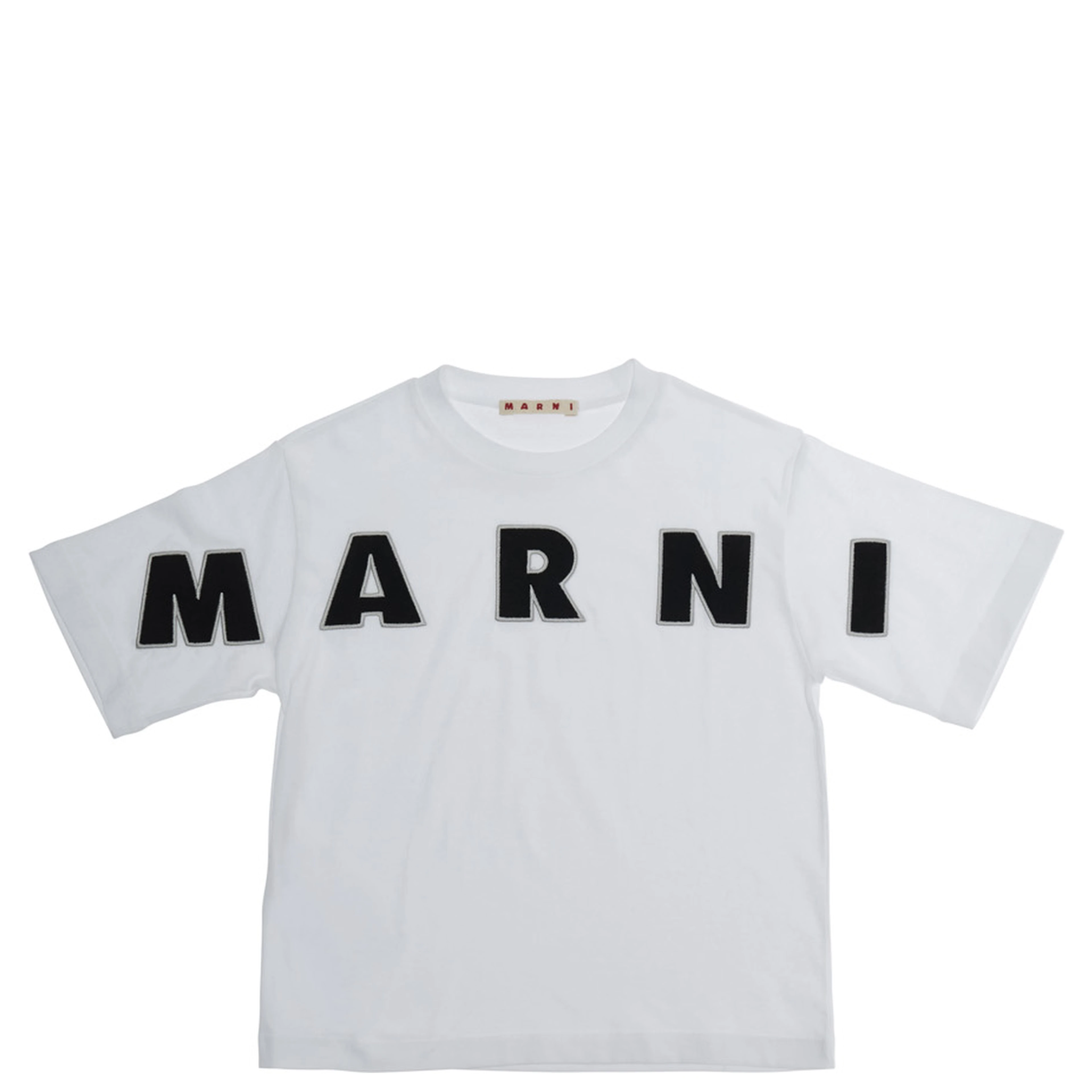 White Crewneck T-Shirt with Logo Lettering on the Front in Cotton Girl