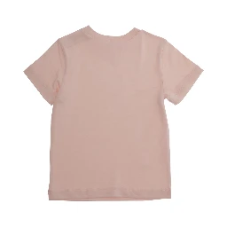 Pink Crewneck T-Shirt with Logo Lettering on the Front in Cotton Baby