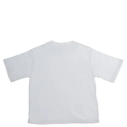 White Crewneck T-Shirt with Logo Lettering on the Front in Cotton Girl
