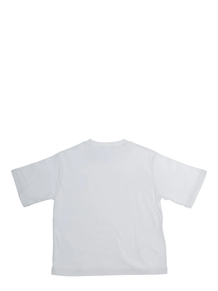 White Crewneck T-Shirt with Logo Lettering on the Front in Cotton Girl alternative