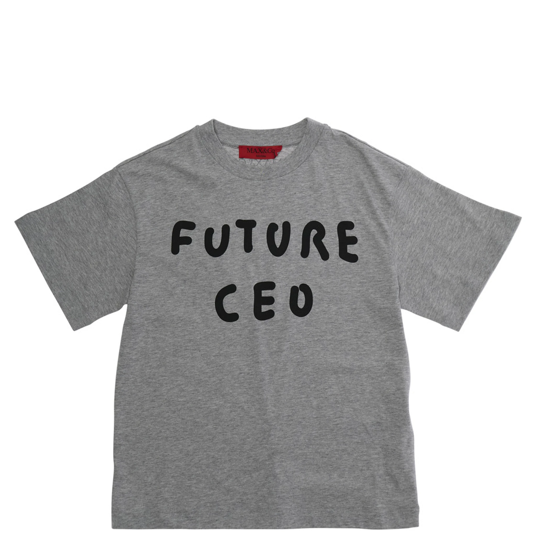 Grey Crewneck T-Shirt with Print on the Front in Cotton Girl