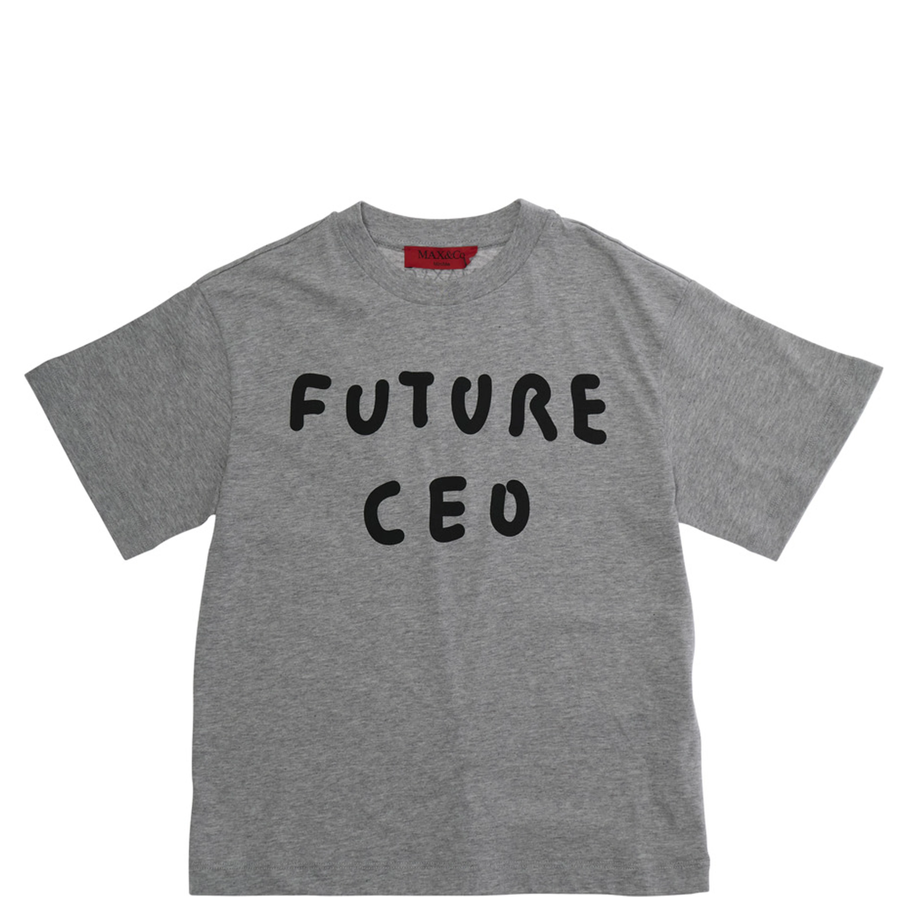Grey Crewneck T-Shirt with Print on the Front in Cotton Girl