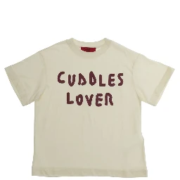 White Crewneck T-Shirt with Print on the Front in Cotton Girl