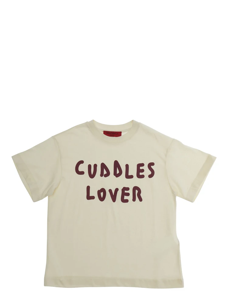 White Crewneck T-Shirt with Print on the Front in Cotton Girl