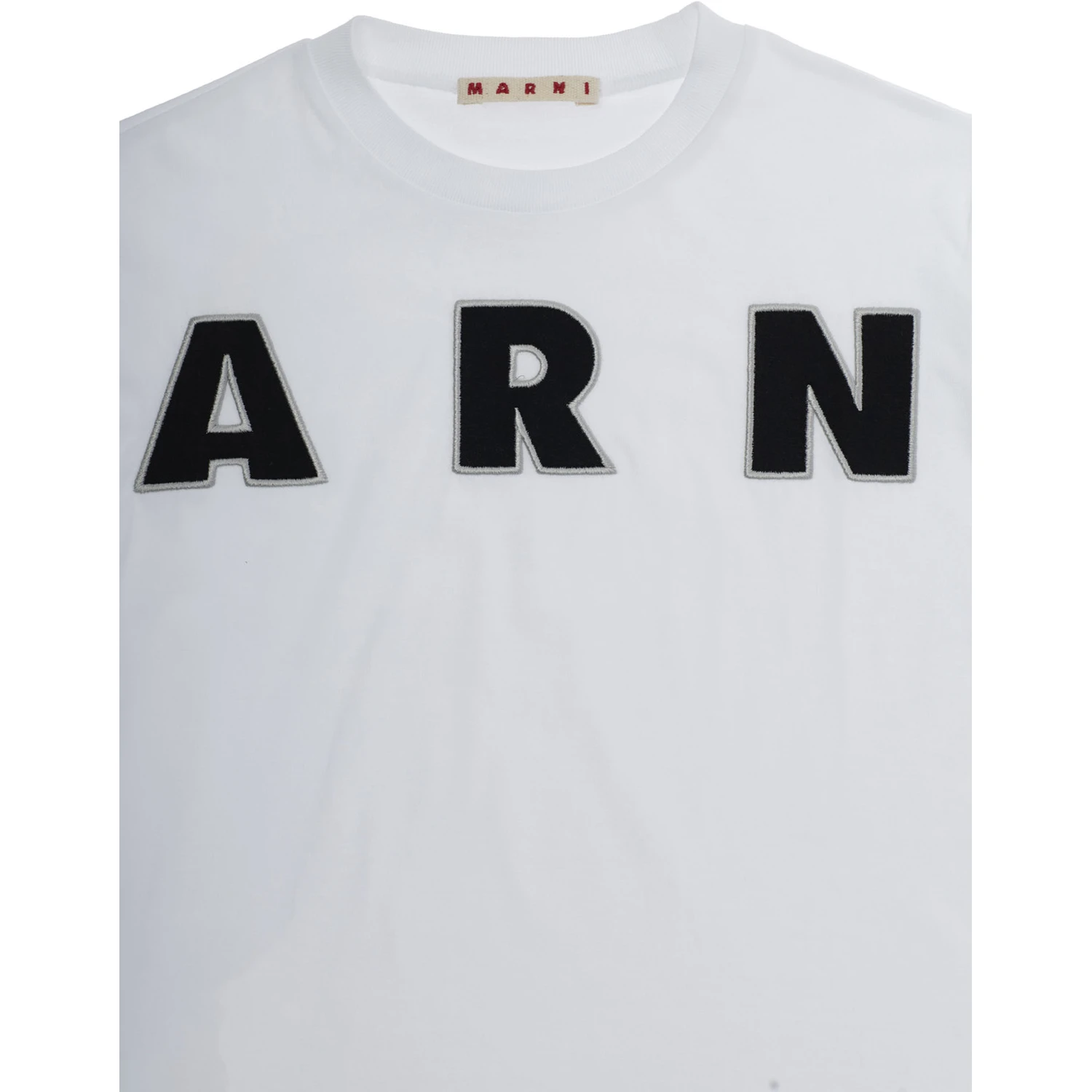 White Crewneck T-Shirt with Logo Lettering on the Front in Cotton Girl