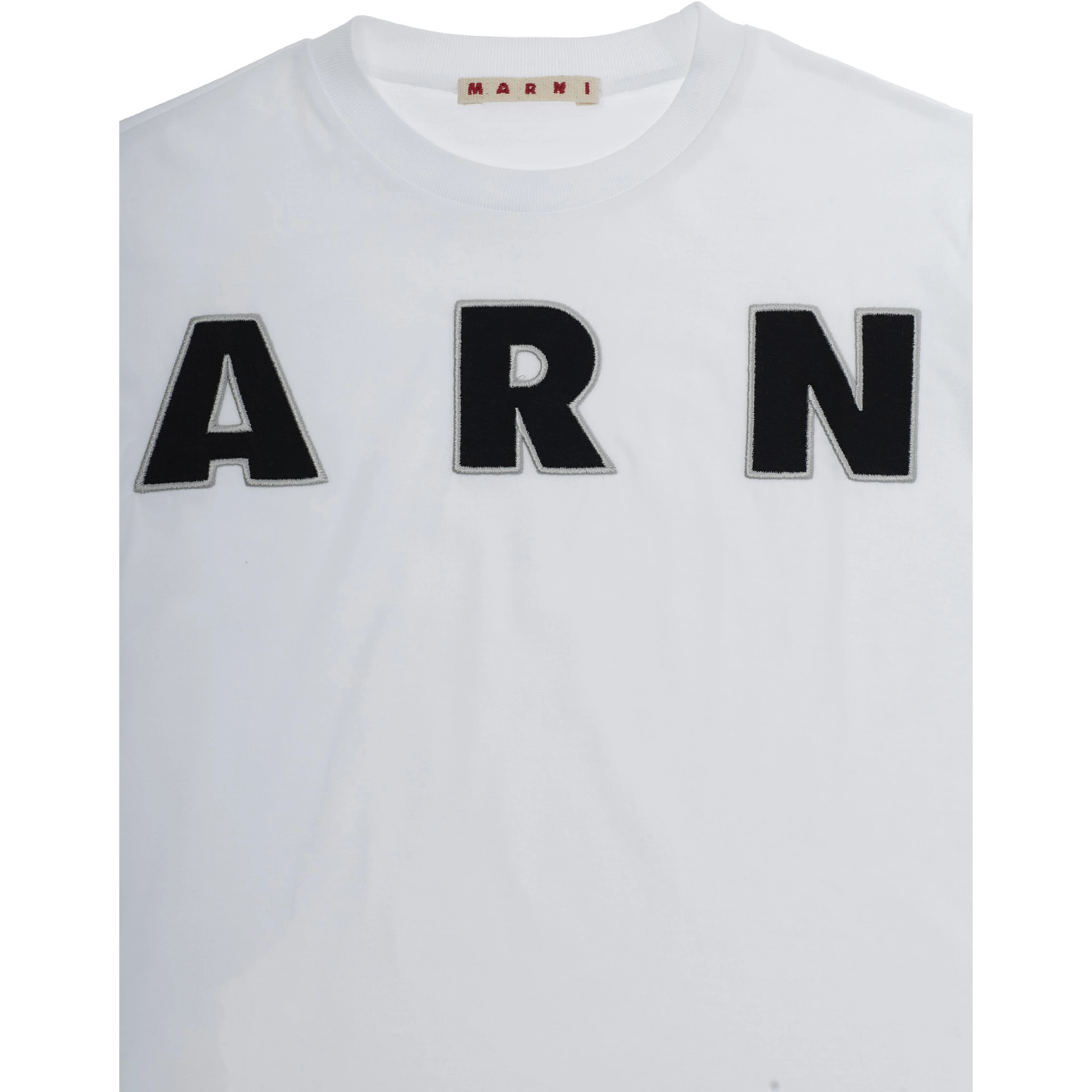White Crewneck T-Shirt with Logo Lettering on the Front in Cotton Girl